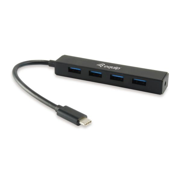 Equip 128954 4-Port USB Hub, USB 3.2 Gen 1 Type-C-> USB 3.2 Gen 1 Type-A, 5000 Mbit S, Black