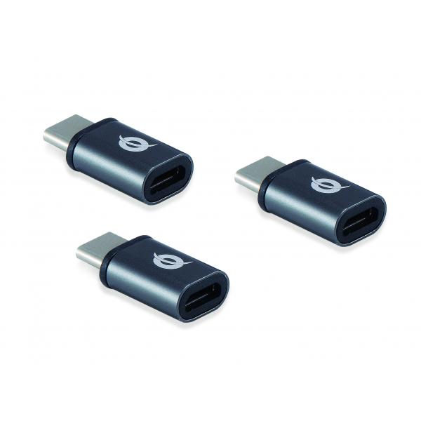 Conceptronic conceptronic donn05g usb-c to micro usb otg adapter 3-pack, usb 2.0 type-c micro, male female, bl