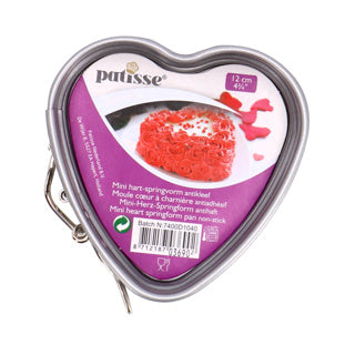 Patisse ezüsttetős mini szív rugós serpenyő 12 cm | 3 darab