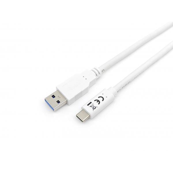 Utstyr 128363 USB 3.2 Gen 1 Type-C til en kabel, USB 3.2 Gen 1, 5000 Mbit S, M M, 1 M, White