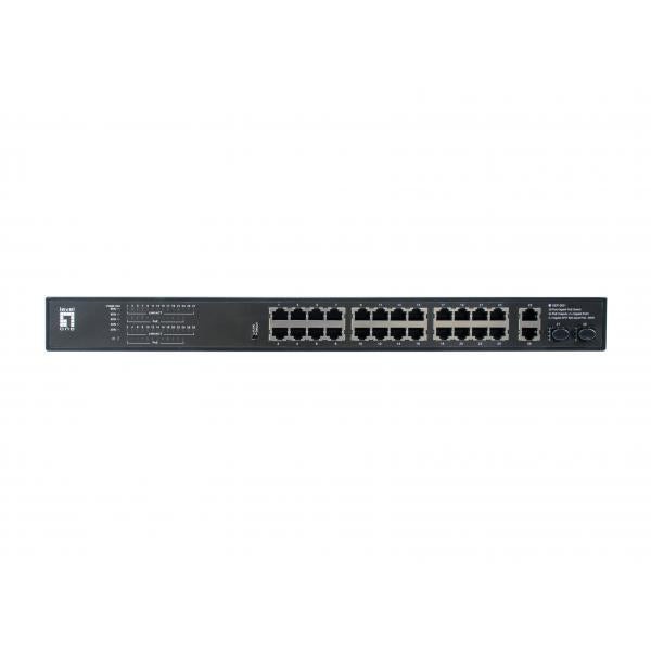 LevelOne GEP-2821 28-Port Gigabit POE Switch, 24-fache POE-Ausgänge, 2x Gigabit RJ45, 2x Gigabit SFP, 1H