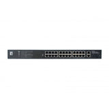 LevelOne GEP-2821 28-Port Gigabit POE Switch, 24-fache POE-Ausgänge, 2x Gigabit RJ45, 2x Gigabit SFP, 1H