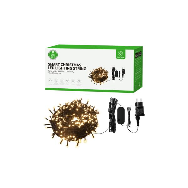 Woox r5170 slimme kerstverlichting wi-fi 40 meter, 400leds, 230 lumen, warm-wit met dim en geluid