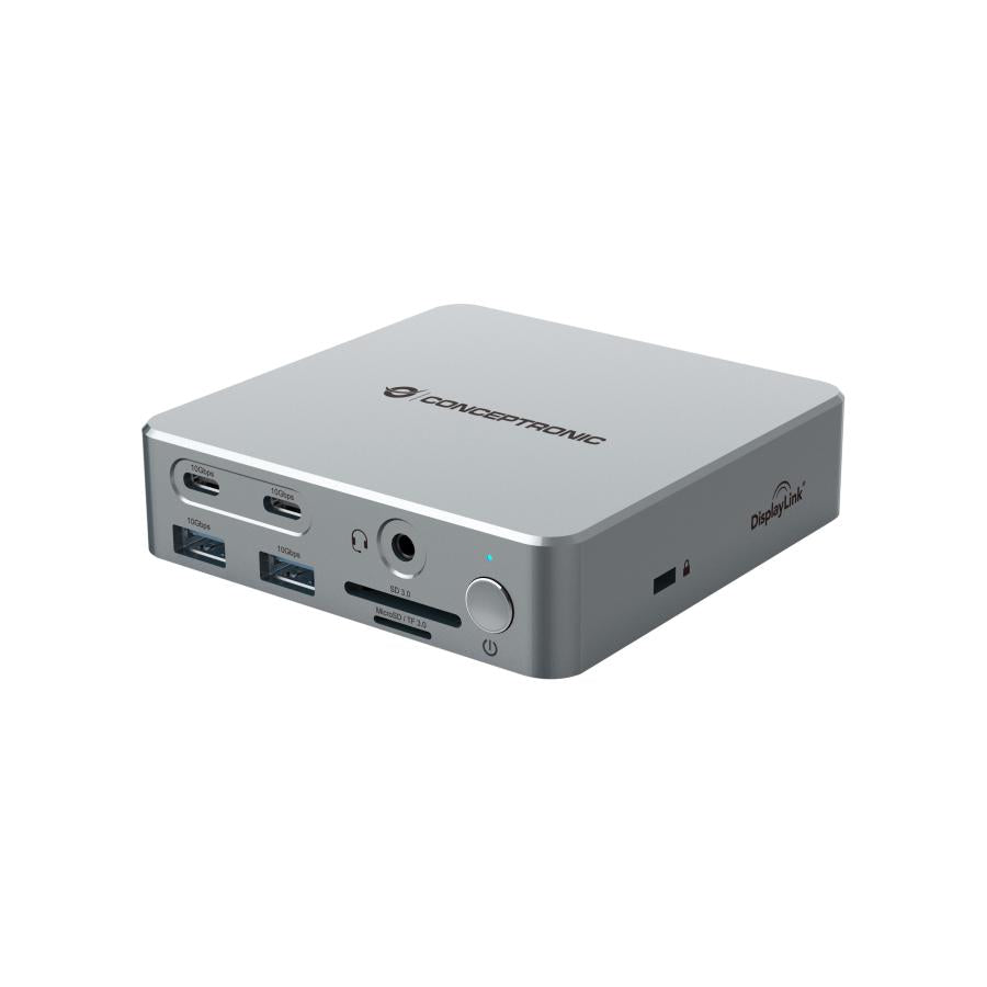 Conceptronic Donn25G 15-i-1 DisplayLink USB 3.2 Gen 2 Docking Station, Type-C 10 Gbps, USB-A X2