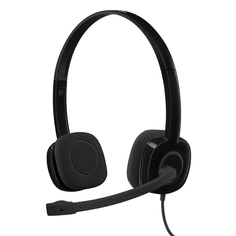 Logitech logitech 981-000589 h151 stereo headset, wired, office call center, 20 20000 hz, headset, black