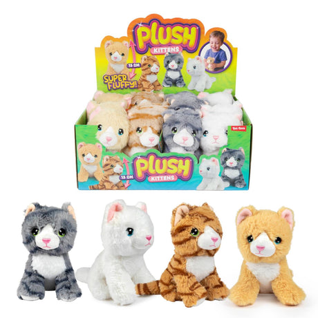 Toi-toys pluche kat -kitten- 15cm 4ass
