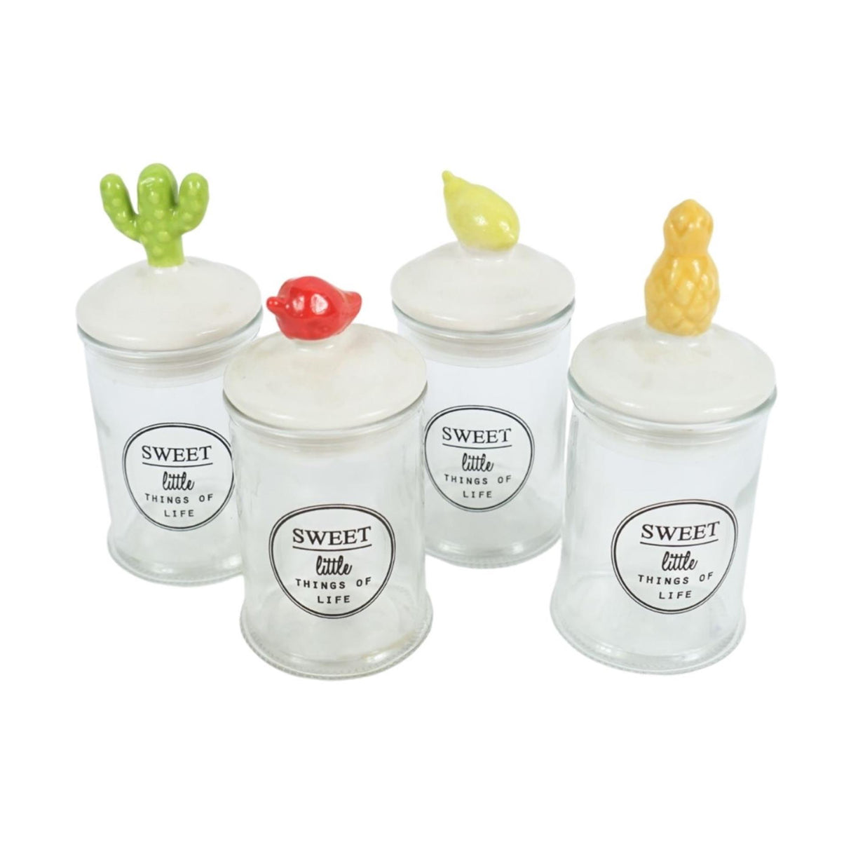 Storage jar sweet glass 13cm 4 assorted