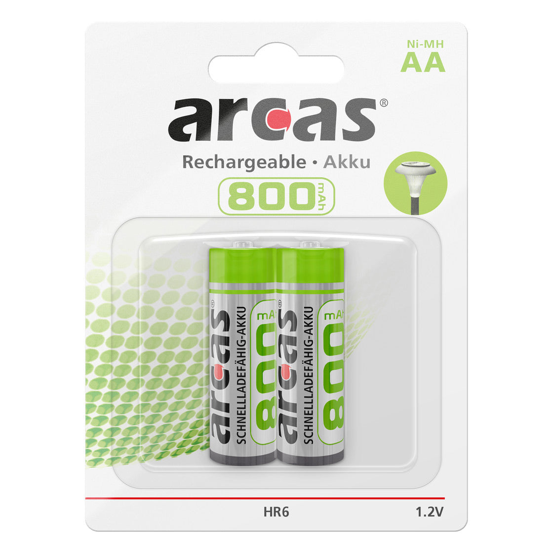 Battery Sales Europe Rechargeable batteries Arcas Rechargeable NIMH AA HR6 800MAH, 2st.