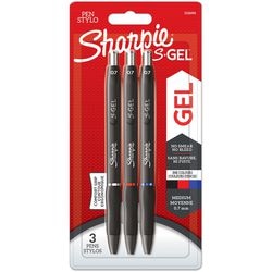 Sharpie Gel Pen Retractable 0.7mm Black, Blue, Red 3 Pack