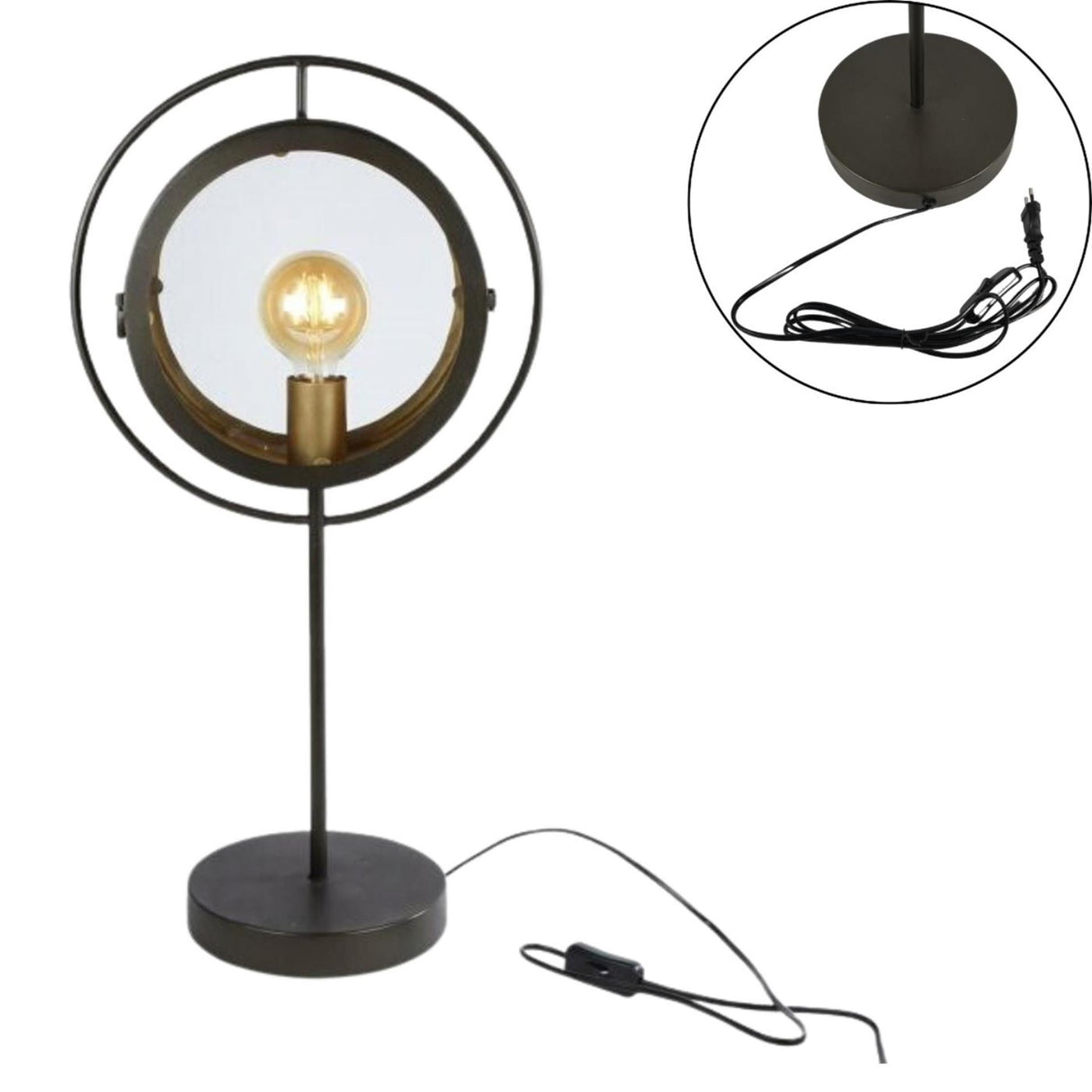 Ngk Dëschlampe Glas a Metall 65cm