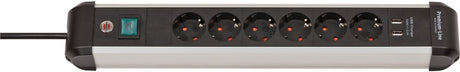 Brennerstuhl premium-alu-line grenuttag med USB 6-vägs 3m h05vv-f 3g1.5 - 1391030610