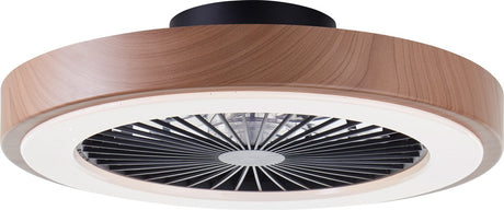 Brilliant slimline - ceiling fan - with lighting - LED 40w - 3000k-6500k - dimmable - black with wood structure edge - very quiet