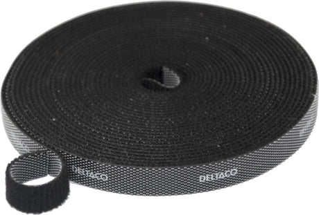 Deltaco cm05s sťahovacia páska na suchý zips - 10mm x 5m - čierna