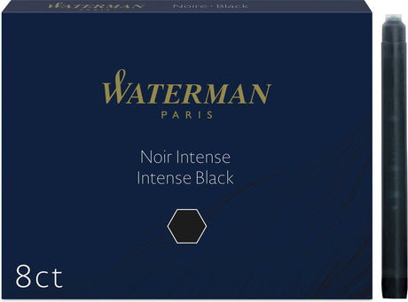 Inkoustové náplně pro plnící pera Waterman | dlouhé mezinárodní | intenzivní černá | 8 inkoustová kazeta