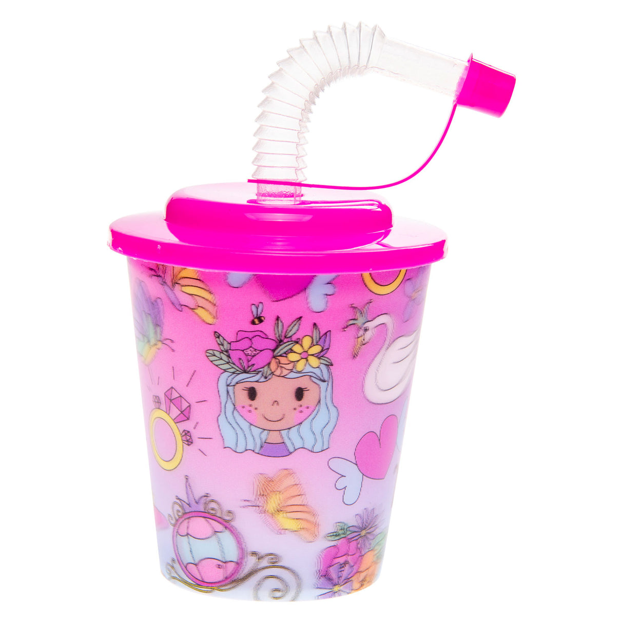 LG imports cup with lid and straw Princess, 12st.