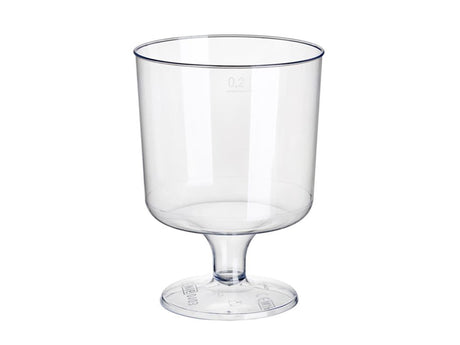 Papstar plastikinės vyno taurės su pagrindu 200ml ø7,2x10cm krištolo skaidrumo, pagamintos iš perdirbamo PS