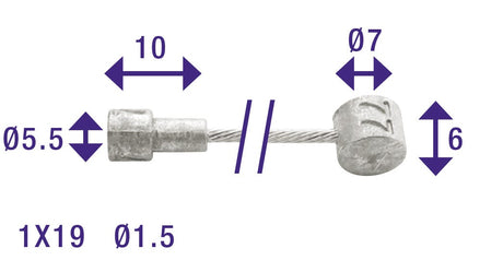 Cordo inner cable binnenkabel rem 235cm ã˜1,5mm rvs + 2 nippels