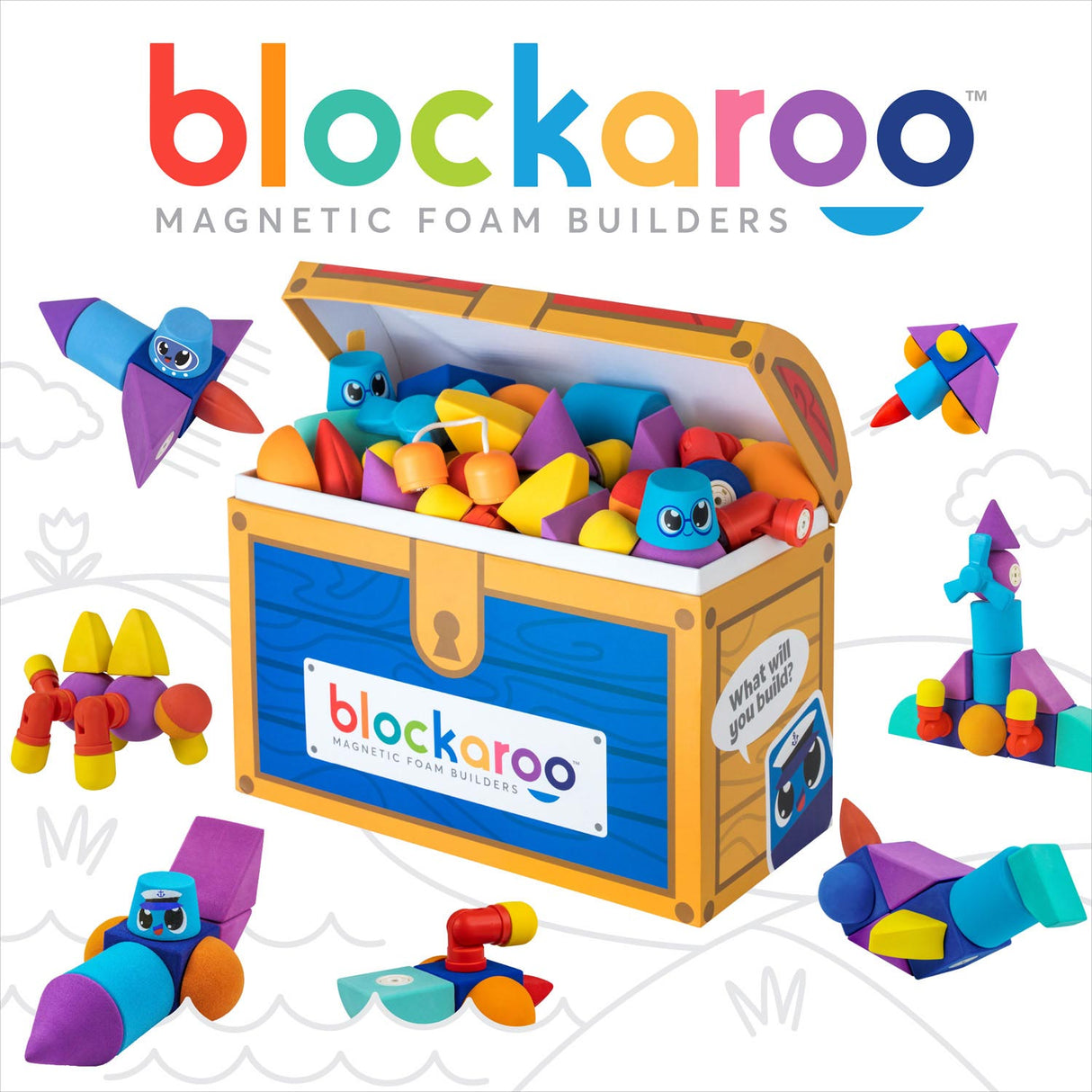 Blockaroo Blocks de mousse magnétique Boîte de trésorerie, 100dlg.