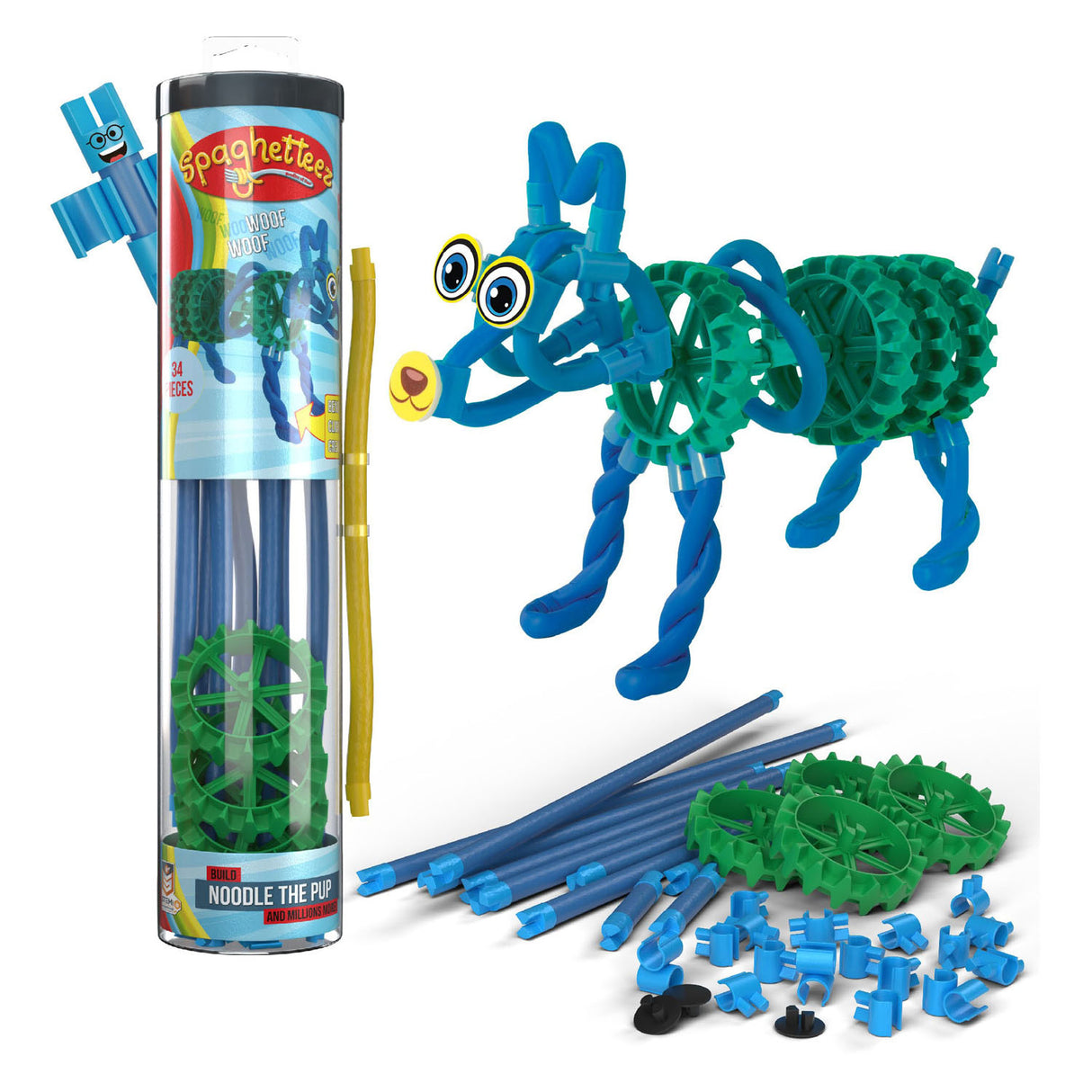 CLICS SPAGHETTEZ NOODLE PUP FLEXIBLE BUILDING RODS, 34DLG.