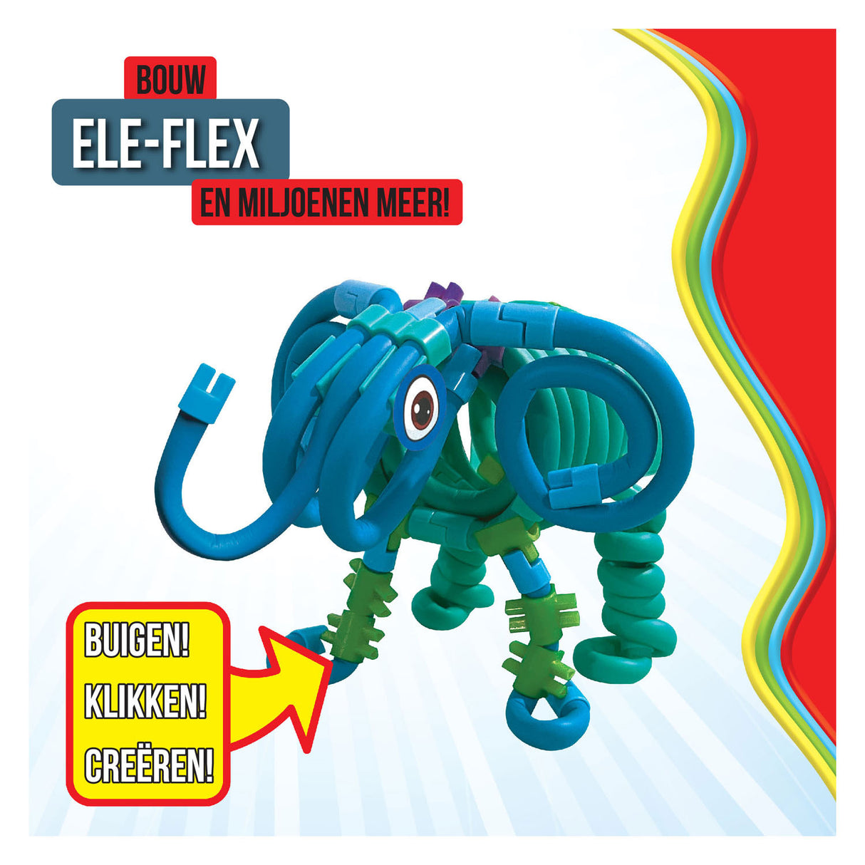 CLICS SPAGHETTEEEZ ELE-FLEX ELEPHANT flexibla byggstänger, 48dlg.