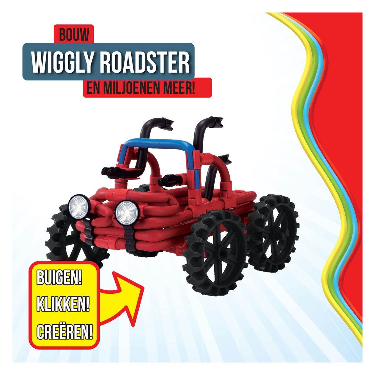 CLICS Spaghetteez Wiggly Roadster Flexible Gebäudestangen, 46dlg.