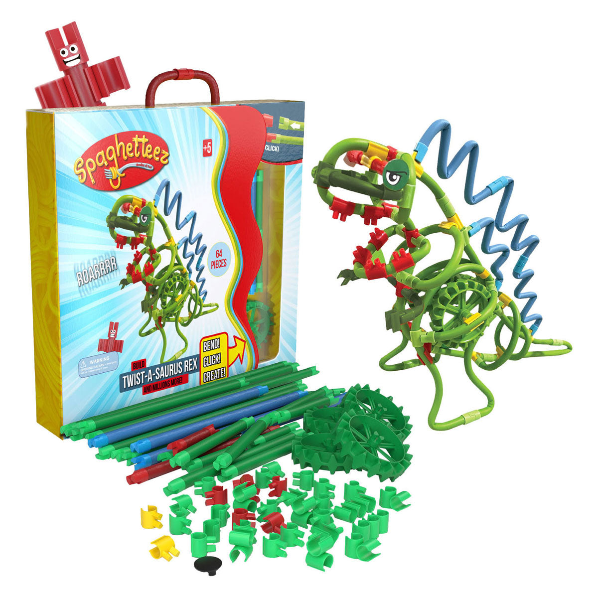 CLICS Spaghettez Twist-A-Saurus Rex Fleksibilne gradbene palice, 64dlg.