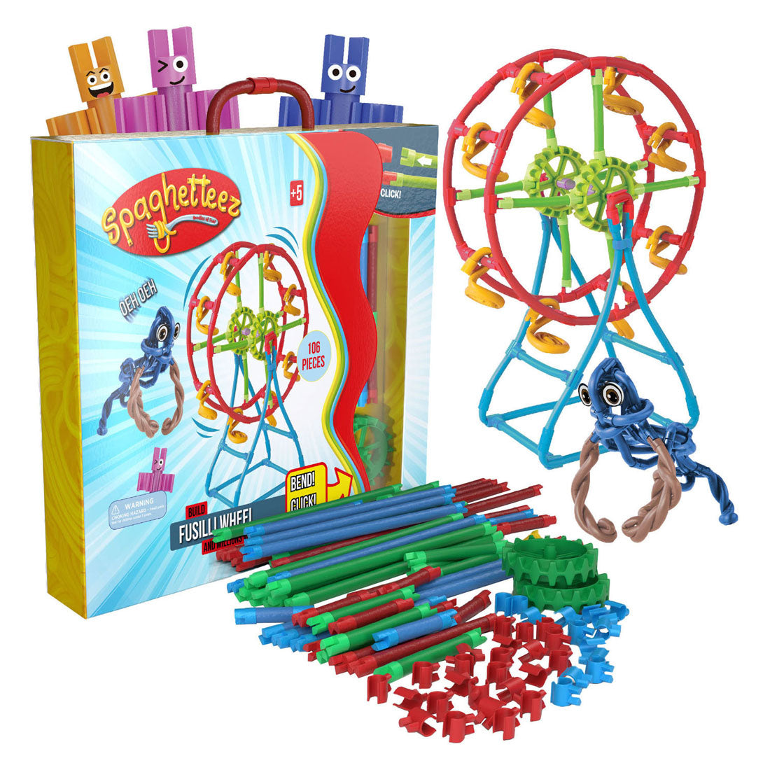 Clics Spaghetteez Fusilli Ferris Wheel Fleksibilne gradbene palice, 46dlg.