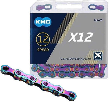 KMC X12 Aurora Blue 126 Schakels - Bicycle Chain with Double X -Bridge - 12 - Speed
