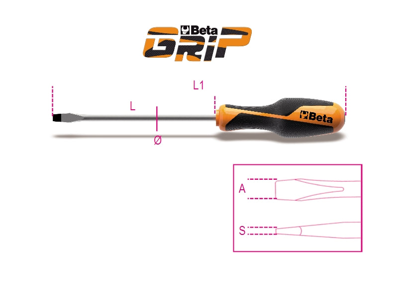 Beta Screwdrivers for Slotted Head Screws 1260 2.5x75 - 012600006