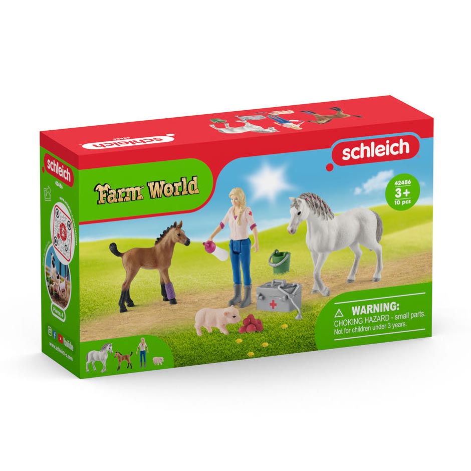 Schleich Farm World Veterinær besøgende hoppe og føl 42486