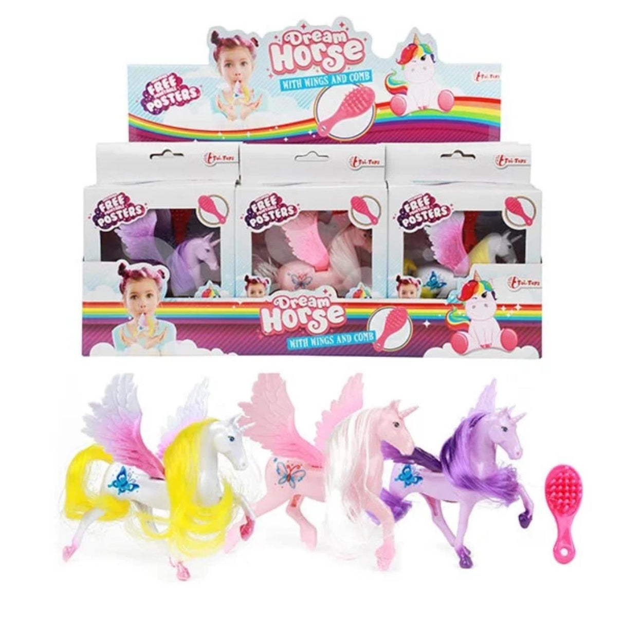 Toi-toys toi toys dream horse unicorn pegasus with brush