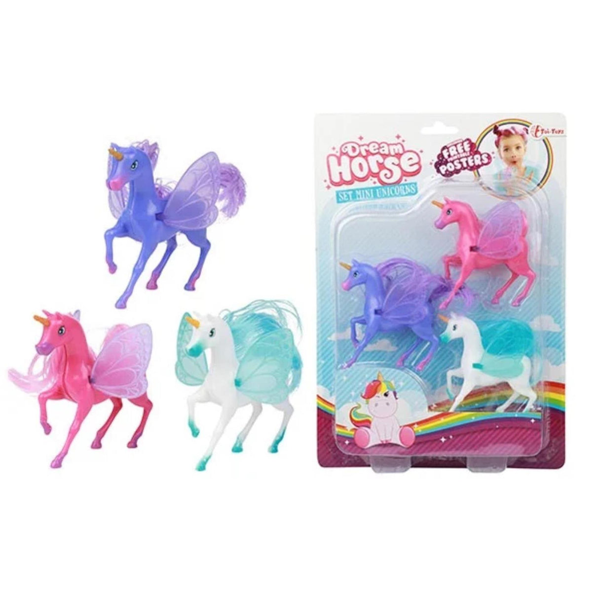 Toi-toys toi toys dream horse mini unicorns 3 pieces on card