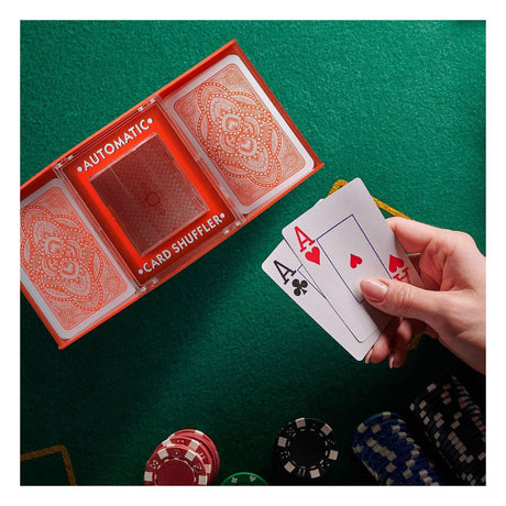 Relaxdays Card Shuffler Battery Operated Red 4 Decks | 6 pieces