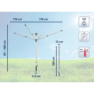 Leifheit 1053955 - linolift triomadóir éadaí 500 dubh | 1 ríomhaire