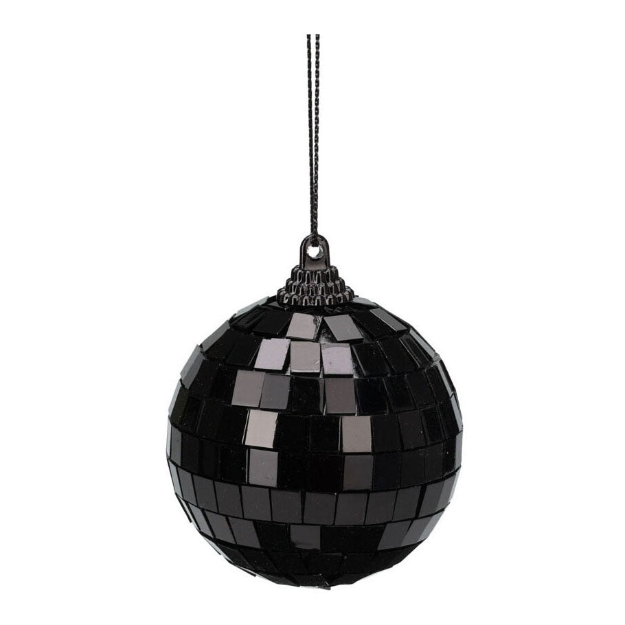 Black Christmas bauble Spiegelbol, 12st.