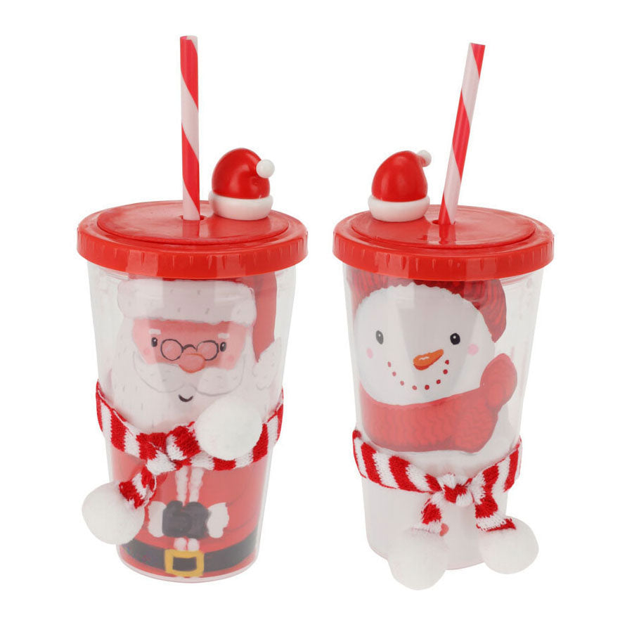 Drinkbekers Kerst met Rietje, Set van 12 stuks