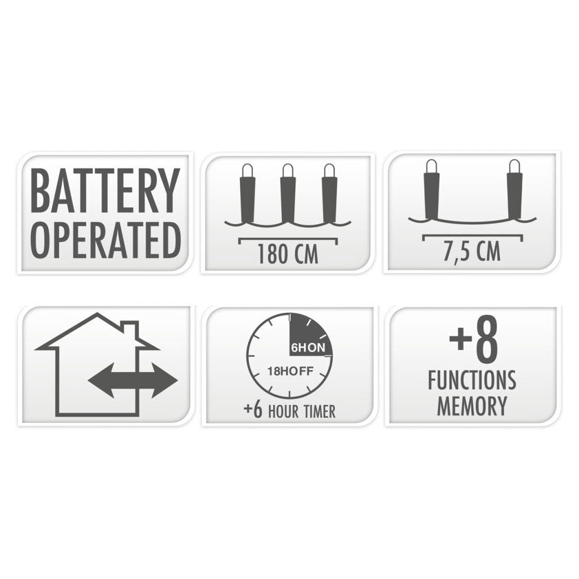 LED -belysning 24 varm hvit, 180 cm