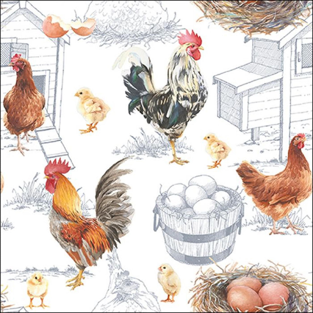 Ambiente servetten chicken farm 25cm