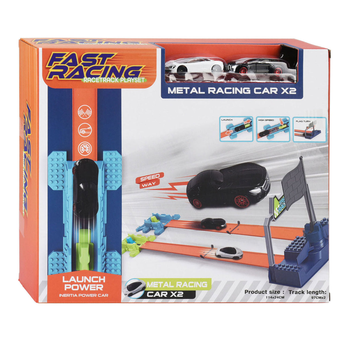 Auto Racebaan game play set with 2 cars