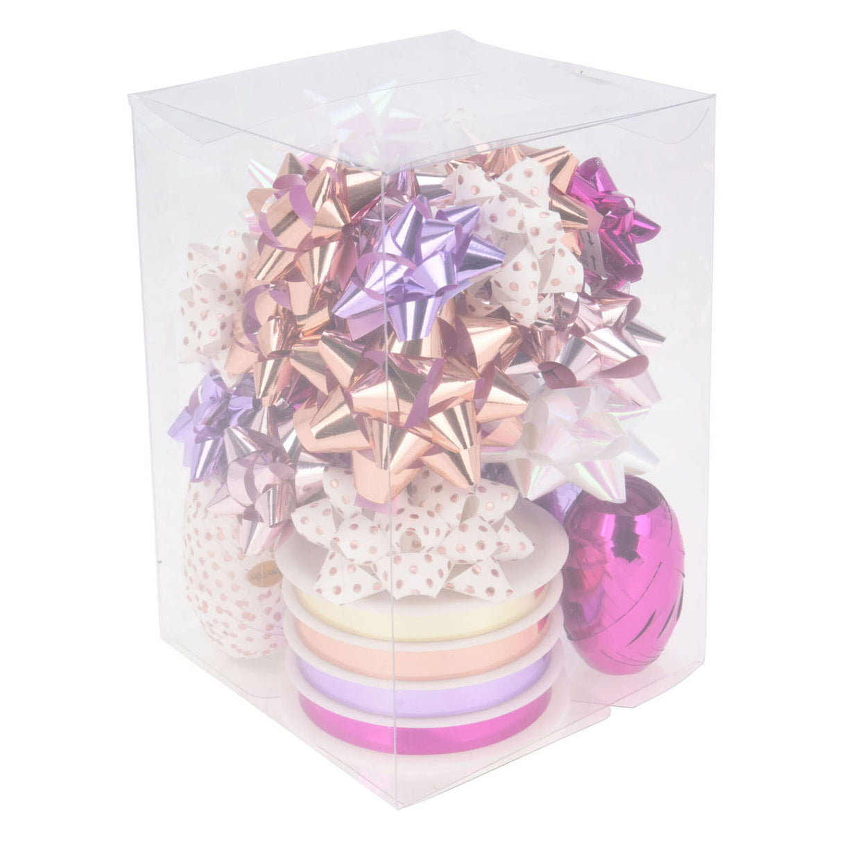 Packaging decoration Strik and ribbon white pink, set of 30