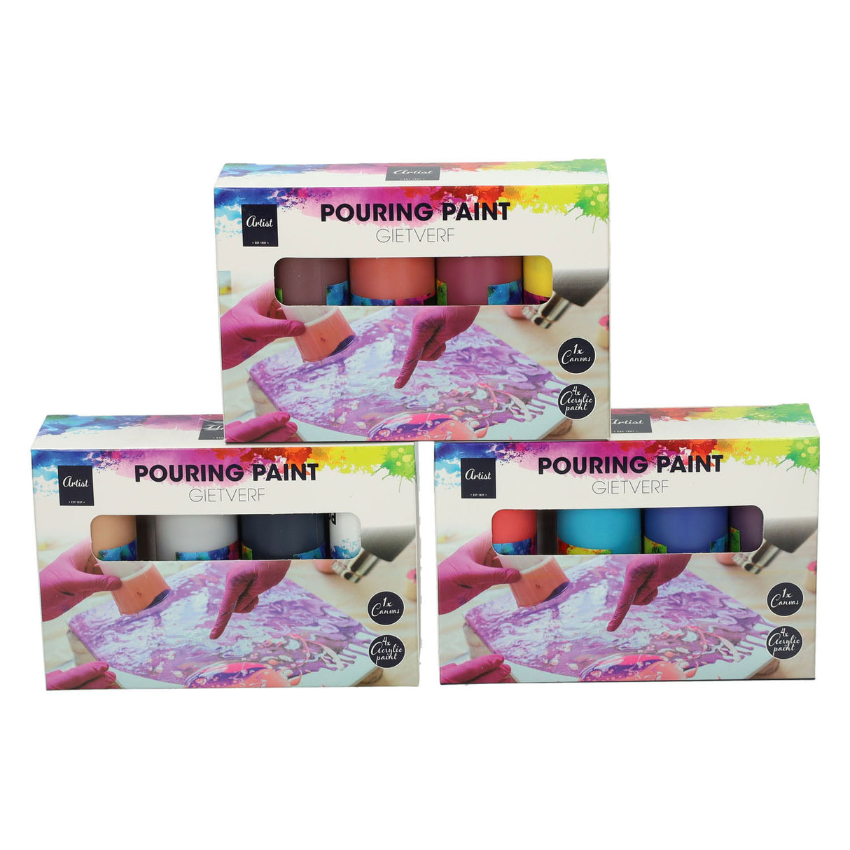 Gießen Acrylfarben, 4 Farben