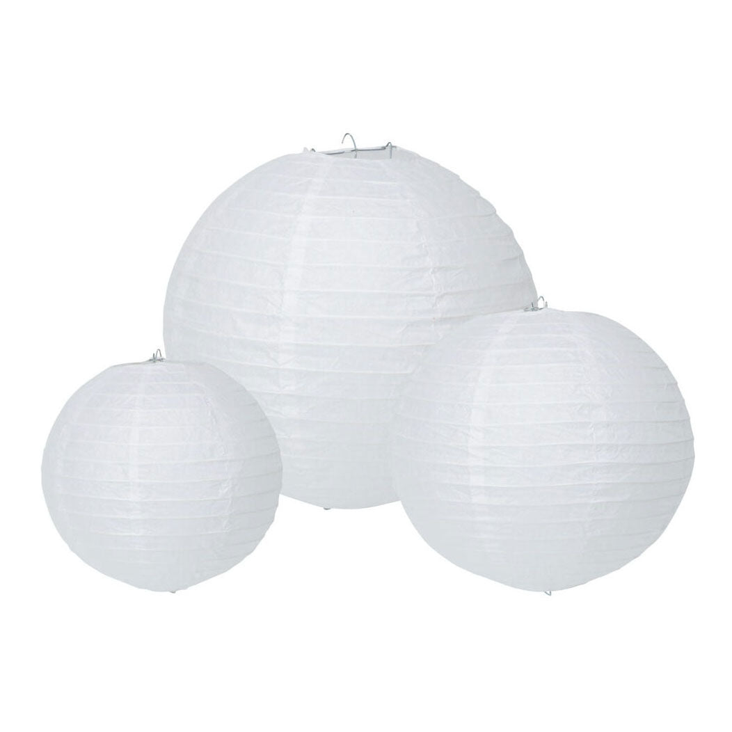 Lampion Papier Rosegoud Wit, Set van 6