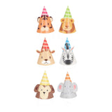 Party hat jungled animals with ears, 6st.