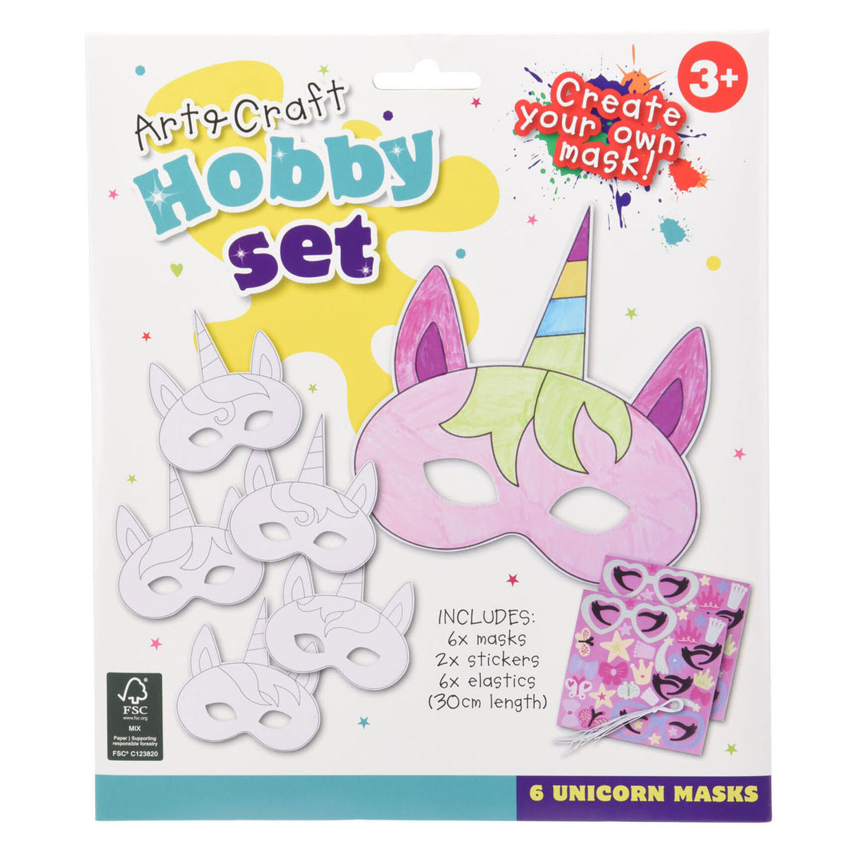 Unicorn Masken maachen, Set vu 6