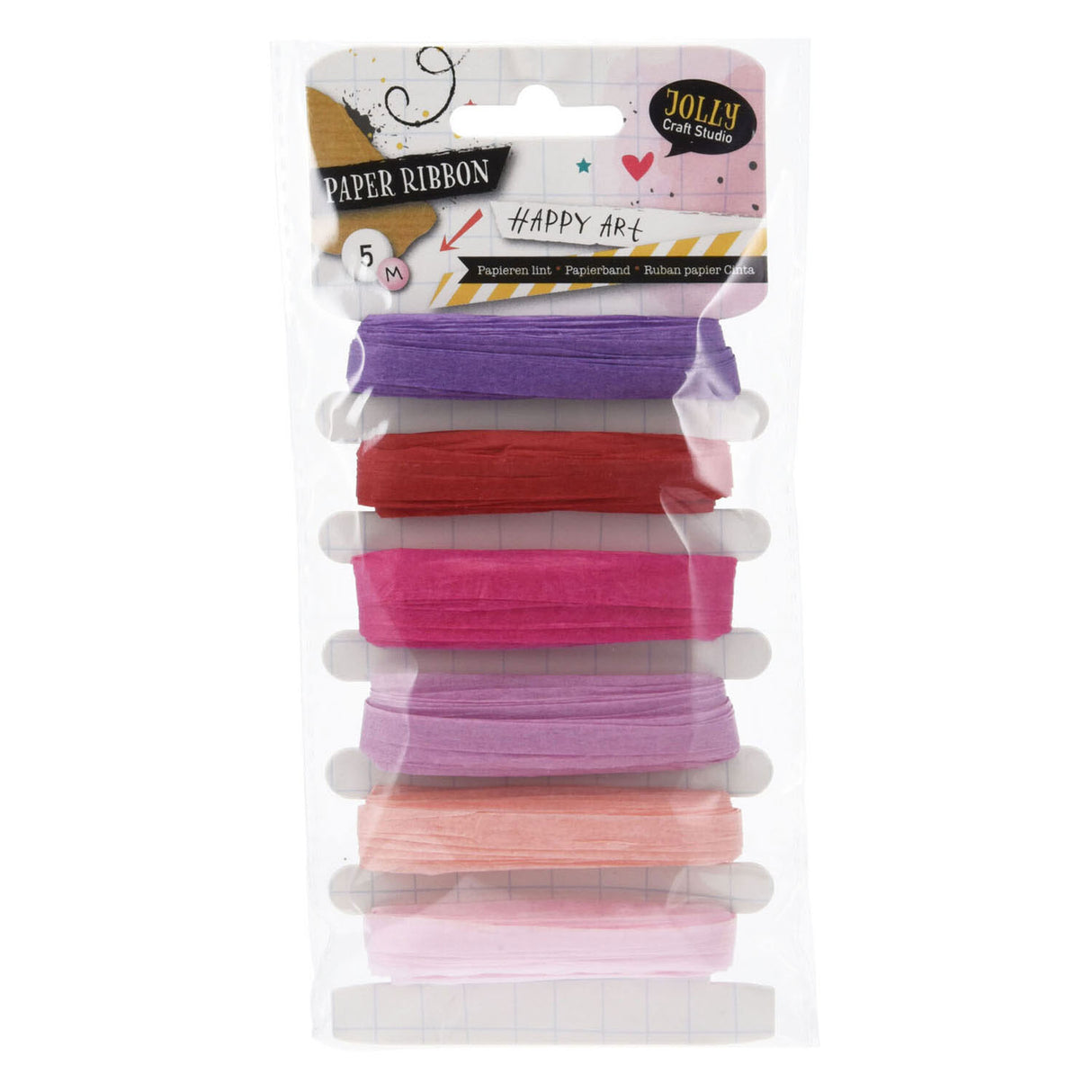 Fita de papel tons roxo e rosa, 6x5m.