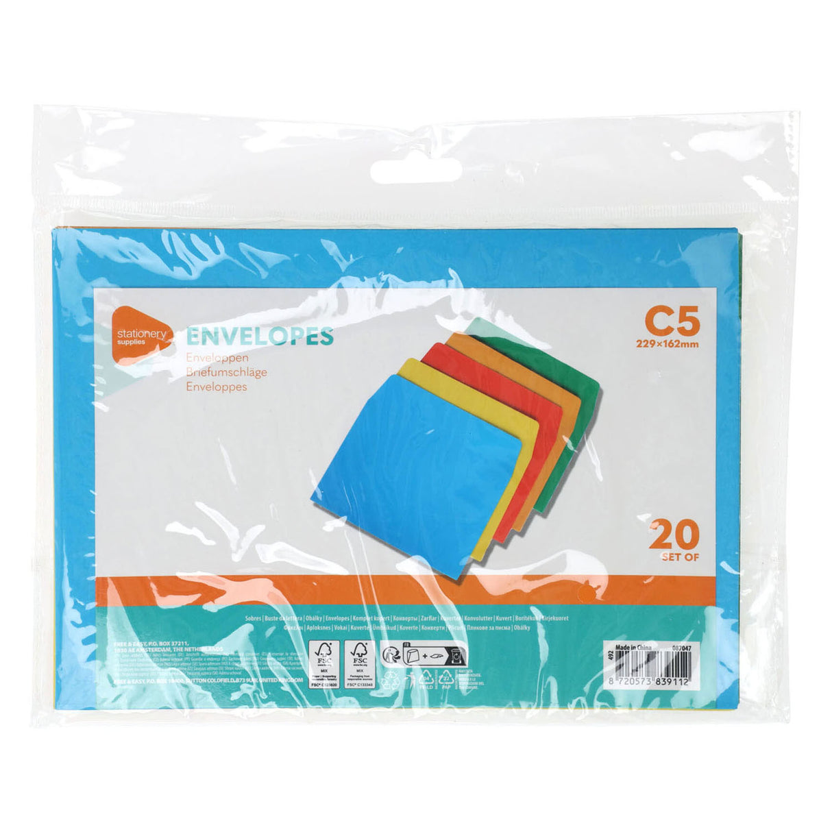 Colored envelopes C5, 20st.