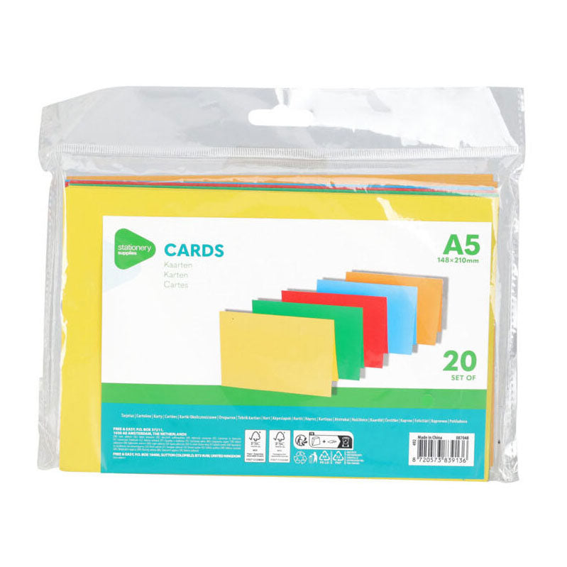 Tarjetas de color A5, 20st.