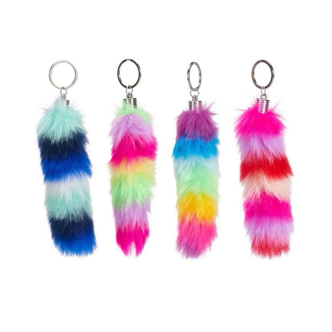 Keychain fluffy rainbow tail - 13cm