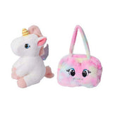 Bolsa de pelúcia com unicórnio na bolsa