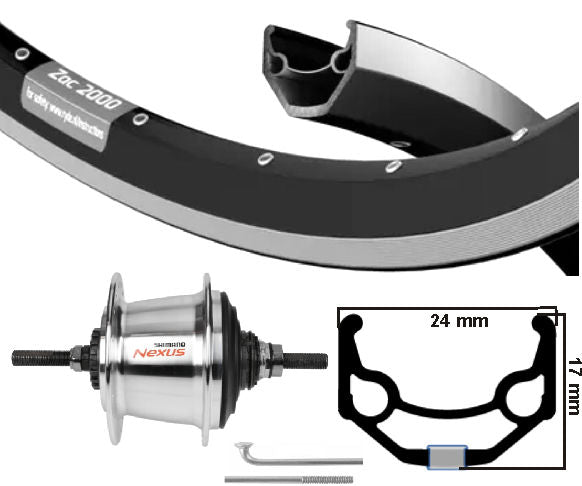 KGS Tylne koło 28 cali (622) ZAC 421 Czarny srebrny Nexus 7 Rollerbrake